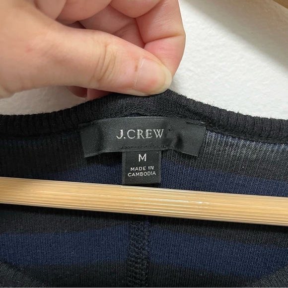 J CREW Striped Long Sleeve Modal & Cotton Midi Dress Size Medium - Picture 6 of 11